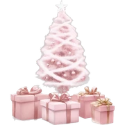Light pink Christmas gifts under a white Christmas tree  sticker