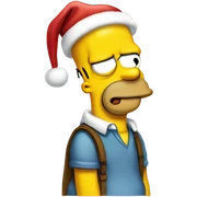 Homer Simpson wearing Christmas Hat sticker