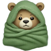 Cute Bear in cozy knitted Sage green blanket sticker