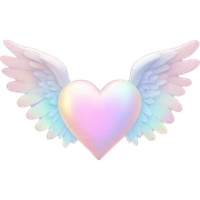 Pale pastel holographic heart with wings sticker