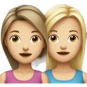 Two girls kissing one with brunette hair and the other blond both white  sticker