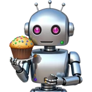 Robot eating muffin sticker