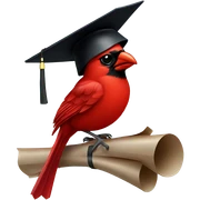 Cardinal wearing a graduation cap sticker