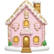 light pink and gold and white gingerbread house sticker