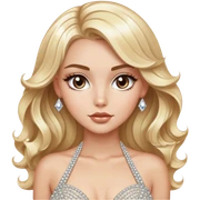 Luxury blonde model, brown eyes, sleek wavy hair, diamanté rhinestone covered gown sticker