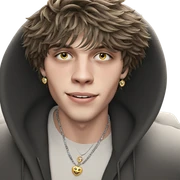 smiling boy with jewelry sticker