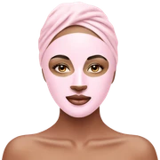 Lady with pastel pink face mask spa beauty full face relaxing sticker