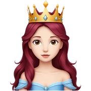 Beautiful long burgundy haired girl wearing a princess crown sticker