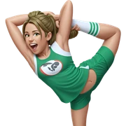 flexible girl in green shorts sticker