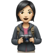 asian woman holding a camera sticker