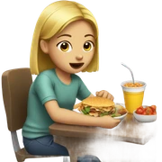 Girl eating food sticker