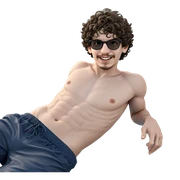 smiling boy by the pool sticker