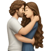 Brown haired man kissing woman with long brown hair  sticker