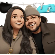 smiling couple with stylish accessories sticker
