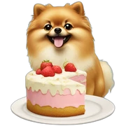 Pomeranian eating cake sticker