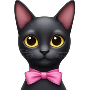 black cat with pink ribbon around neck sticker