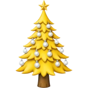 Yellow Christmas tree with white bulbs sticker