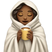 girl inside a blanket sipping coffee eyes closed sticker