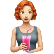redhead woman drinking a pink drink sticker