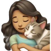 Girl and cat sleeping  sticker
