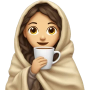 girl brunette inside a blanket sipping coffee eyes closed sticker