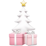 Light pink Christmas gifts under a white Christmas tree  sticker