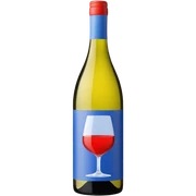 single isolated bottle of natural wine with fun modern design in primary colors on the label. bottle is isolated. no glass. sticker
