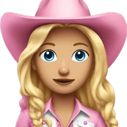 Pink cowgirl, long blonde hair, blue eyes sticker