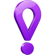 A 2D purple “!” exclamation mark symbol sticker