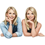 blonde girls smiling on cover sticker