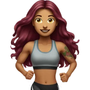 Beautiful tattooed  burgundy long haired woman jogging sticker