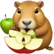Capybara eating apple sticker