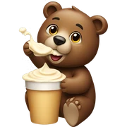 Bear eating Beige içe cream  sticker