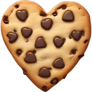 Realistic heart shaped chocolate chip cookie isolated.  sticker