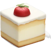 white cake square with eat me tag sticker