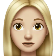 A girl with white skin, blue-green eyes and barely visible freckles, with dirty blond straight hair sticker