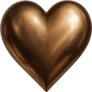heart with a metallic bronze finish, digital illustration sticker
