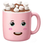 Light Pink mug of hot chocolate with marshmallows  sticker