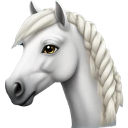 A white horse that has its hair braided sticker