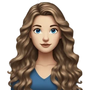 White girl blue eyes with long voluminous brown hair with brown highlights balayage  sticker