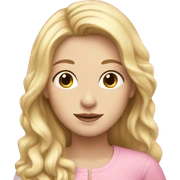 woman with blonde long hair, pale skin, brown eyes and wearing pink  sticker
