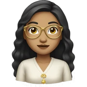 filipina with black long hair black eyes with gold glasses  light skin sticker
