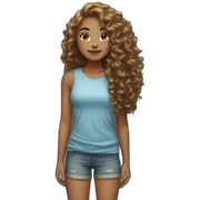 Tan girl with long curly hair  sticker