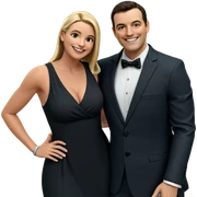 smiling couple in formal wear sticker