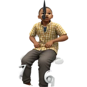 contemplative boy in chair sticker