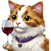  Fluffy calico cat drinking wine sticker