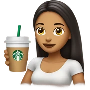 Chica medio morena con un starbucks  sticker