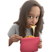 brown-haired girl enjoying food sticker