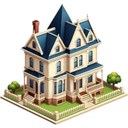 victorian house isometric exterior view sticker
