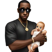 p diddy holding baby oil  sticker